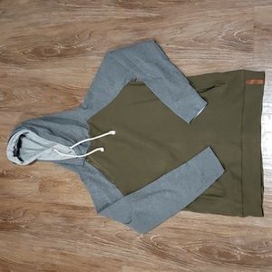 (L) & Ampersand Avenue Double Hood Color Block Casual Comfy Cozy Classic Urban